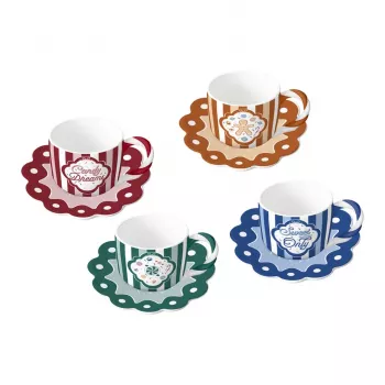 Bialetti Candyland készlet 4 csészével és csészealjjal, 80 ml