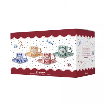 Bialetti Candyland készlet 4 csészével és csészealjjal, 80 ml