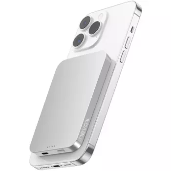 Nevox mágneses vezeték nélküli powerbank Qi2, 5000 mAh, ezüst/fehér