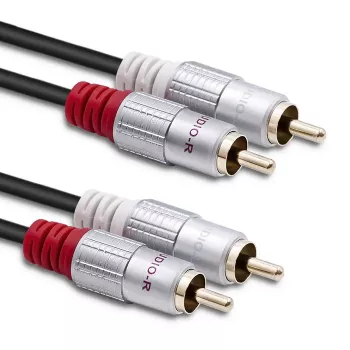 Qoltec 2x RCA-dugó 2x RCA-dugó audiokábel, 0,5 m, fekete (52335)