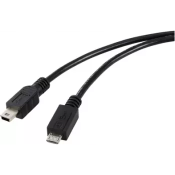 Renkforce USB 2.0 kábel Micro-USB–Mini-USB, 0,5 m, fekete