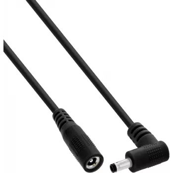 InLine® DC-hosszabbítókábel, szögdugó, 4,0 x 1,7 mm, fekete, 0,5 m