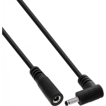 InLine® DC hosszabbítókábel, szögdugó, 3,5 x 1,35 mm, fekete, 0,2 m