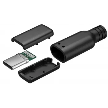 Goobay USB-C dugó, forrasztós kivitel, fekete - 15 W, 3 A