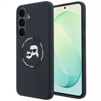 Karl Lagerfeld szilikon tok Karl&Choupette Heads MagSafe Samsung Galaxy S26 FE készülékhez, fekete