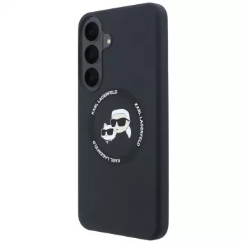Karl Lagerfeld szilikon tok Karl&Choupette Heads MagSafe Samsung Galaxy S26 FE készülékhez, fekete