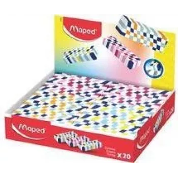 Maped műanyag radír, színes kockás, ftalát- és PVC-mentes, 20 darabos display (123501)