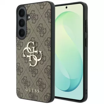 Guess Leather 4G Metal Logo tok Samsung Galaxy S26 FE készülékhez, barna