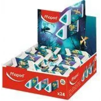 Maped Pyramide DRAGON műanyag radír, fehér, háromszögletű, ftalát- és PVC-mentes, 24 darabos display (119527)