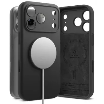 Ringke szilikon mágneses MagSafe tok iPhone 18 Pro, fekete