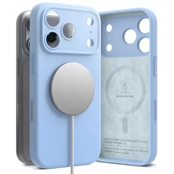 Ringke szilikon mágneses MagSafe tok iPhone 18 Pro, világoskék