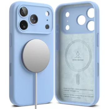 Ringke szilikon mágneses MagSafe tok iPhone 18 Pro, világoskék