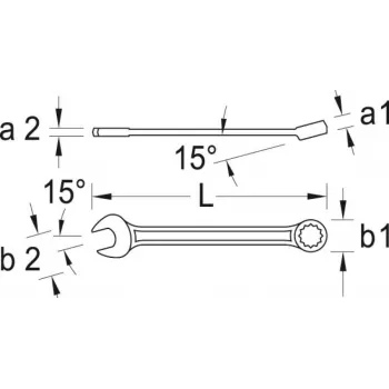 Gedore kombinált csillag-villáskulcs 7 XL SW 16mm L.265mm A forma extra hosszú króm-vanádium acél