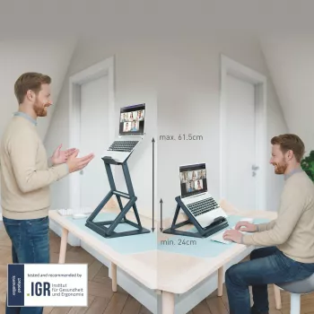 Leitz Ergo 2-in-1 ülő-álló laptopállvány, fekete (65890089)