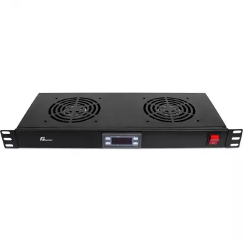 Getfort 1U rack ventilátorpanel 2 ventilátorral és termosztáttal (GF-FAN2TR)