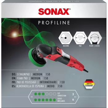 SONAX PROFILINE 150 szivacsos polírozó párna, közepes, zöld