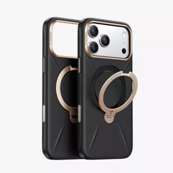 TORRAS Ostand Q3 VegSkin tok iPhone 18 Pro / 17 Pro készülékhez, MagSafe-kompatibilis, fekete