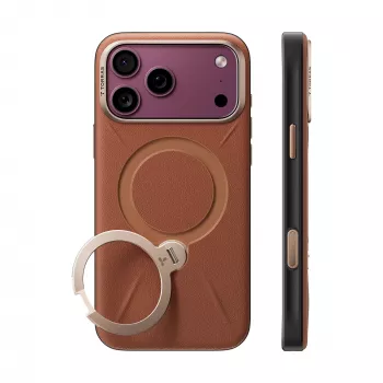 TORRAS Ostand Q3 VegSkin tok iPhone 18 Pro / 17 Pro készülékhez, MagSafe-kompatibilis, barna
