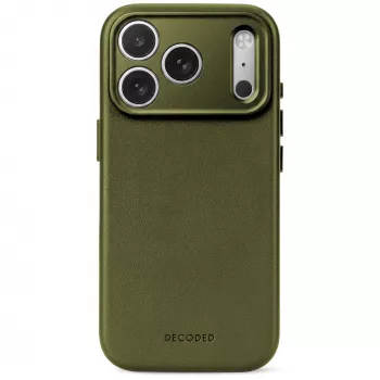 Decoded Leather Backcover – bőrtok iPhone 18 Pro Max / 17 Pro Max készülékhez, MagSafe-kompatibilis (mohazöld)