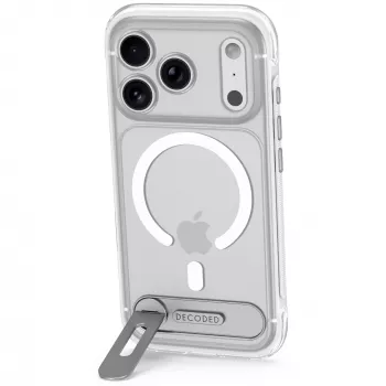 Decoded AntiMicrobial Hybrid Stand Backcover – tok állvánnyal iPhone 18 Pro / 17 Pro készülékhez, MagSafe-kompatibilis (frosted white)