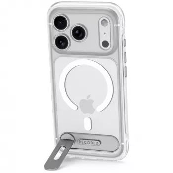 Decoded AntiMicrobial Hybrid Stand Backcover – tok állvánnyal iPhone 18 Pro Max / 17 Pro Max készülékhez, MagSafe-kompatibilis (átlátszó)