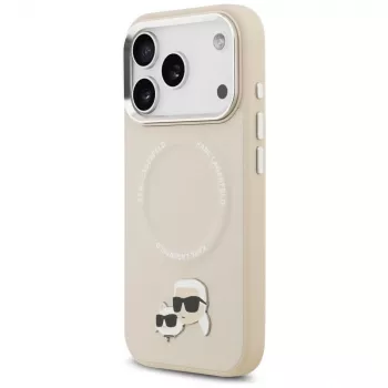 Karl Lagerfeld Karl & Choupette Pins MagSafe tok iPhone 17 Pro Max készülékhez, bézs