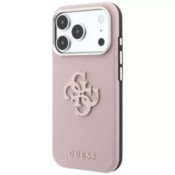 Guess Grained & Big Resin Logo tok iPhone 18 Pro Max / 17 Pro Max készülékhez, rózsaszín