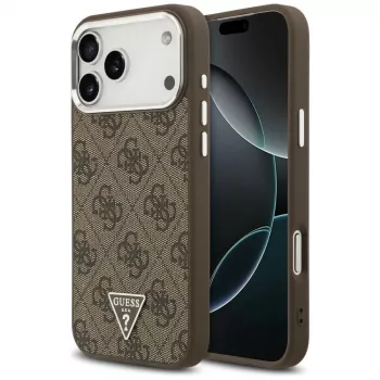 Guess 4G Triangle Logo MagSafe tok iPhone 18 Pro Max / 17 Pro Max készülékhez, barna/ezüst