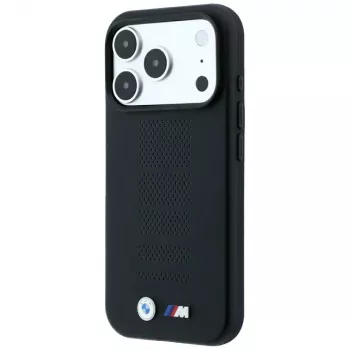 BMW M Blue Perfo Metal Logo MagSafe tok iPhone 18 Pro / 17 Pro-hoz, fekete
