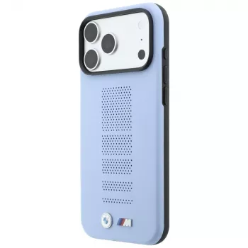 BMW M Blue Perfo Metal Logo MagSafe tok iPhone 18 Pro / 17 Pro-hoz, kék
