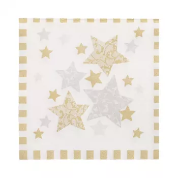 PAPSTAR szalvéta Stardust fehér, arany 3 rétegű 33,0 x 33,3 cm, 100 db