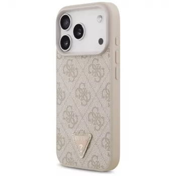 Guess bőr 4G Triangle Strass MagSafe tok iPhone 18 Pro / 17 Pro-hoz, rózsaszín