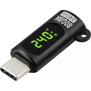 Renkforce USB-C® adapter [1x USB-C® dugó - 1x USB-C® aljzat (Power Delivery)] LED-kijelző töltési folyamat (feszültség/áram/teljesítmény), 8K UHD