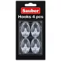 Sauber ovális kampó, 4 db, 2,3x4 cm, átlátszó