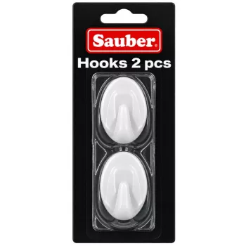 Sauber ovális kampó, 3 x 4,7 cm, fehér, 2 db