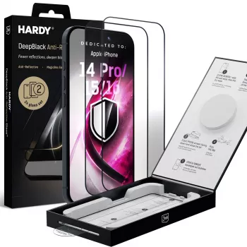 3mk DeepBlack tükröződésmentes üveg kijelzővédő fólia Apple iPhone 14 Pro / 15 / 16 készülékhez