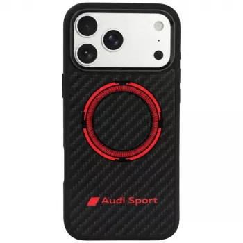 Audi RSQ karbonszálas Sport Red Circle MagSafe tok iPhone 18 Pro Max / 17 Pro Max készülékhez, fekete