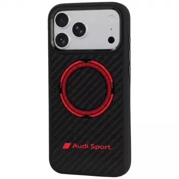 Audi RSQ karbonszálas Sport Red Circle MagSafe tok iPhone 18 Pro Max / 17 Pro Max készülékhez, fekete