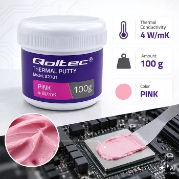 Qoltec nagy vezetőképességű hővezető massza | Thermal Putty 4 W/m-K | 100 g | rózsaszín