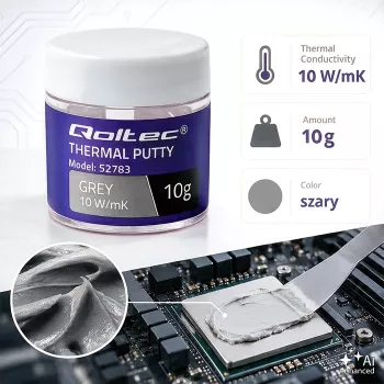 Qoltec nagy vezetőképességű hővezető massza | Thermal Putty 10 W/m-K | 10 g | szürke