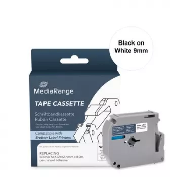 MediaRange szalagkazetta Brother M-K221BZ-hez, 9 mm x 8 m, fekete fehérre