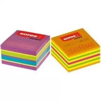 Kores öntapadós jegyzetkocka, 75 x 75 mm, neon színek, 5 színű, 450 lap