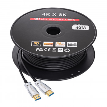 Akyga AK-HD-400L HDMI 2.1 aktív optikai kábel (AOC), 48 Gbps, 8K@60Hz, 4K@120Hz, 40 m, fekete
