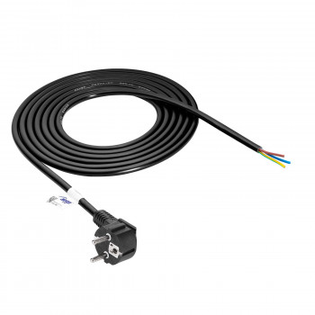 Akyga AK-OT-01S CEE 7/7 tápkábel nyitott végű, 3x 1,5 mm² réz, 1,5 m, fekete