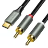 LogiLink CUA0142 USB 2.0 Type-C - 2x RCA kábel, sztereó audio, alumínium, fekete/ezüst, 2 m