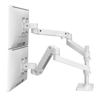 Ergotron LX Pro rögzítőkészlet (kettős csuklós kar), moduláris, 2 LCD-kijelzőhöz, lapos C-szorító, fehér, legfeljebb 24 inch