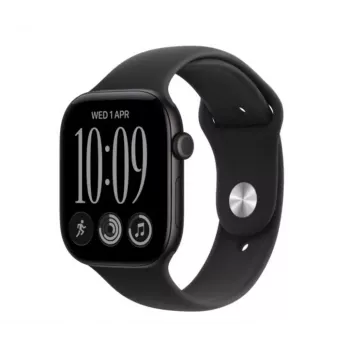 Apple Watch Series 12 GPS okosóra, 42 mm, fekete alumíniumház, fekete sportkarszalag S/M