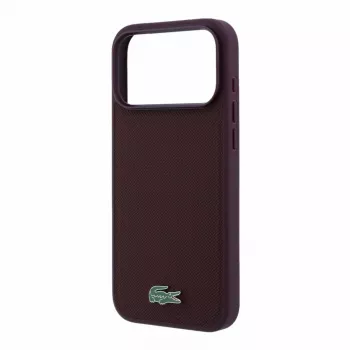 Lacoste PVC Iconic Petit Pique MagSafe tok iPhone 18 Pro Max / 17 Pro Max készülékhez, fém logó, bordó