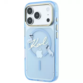 Karl Lagerfeld Script Logo MagSafe tok iPhone 18 Pro / 17 Pro készülékhez, világoskék