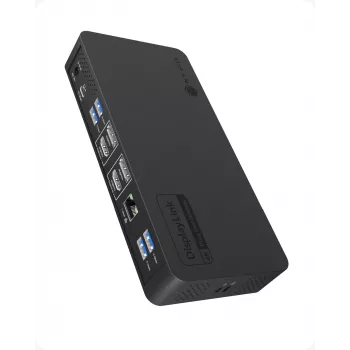 ICY BOX IB-DK2255AC 11 az 1-ben notebook-dokkolóállomás, DL6950 chip, 2x videó (2x DP/HDMI 4K@60 Hz), 96 W PD a hoszthoz, Gigabit-LAN, host C+A 10 Gbit/s, fekete